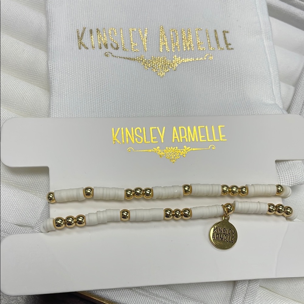 Kinsley Armelle Ivory and Gold Beaded Bracelet Set